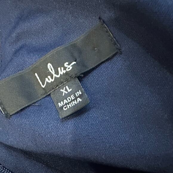 LuLu's Thoughts Of Hue Navy Blue Surplice Chiffon Maxi Bridesmaid Dress Gown XL - Picture 10 of 12